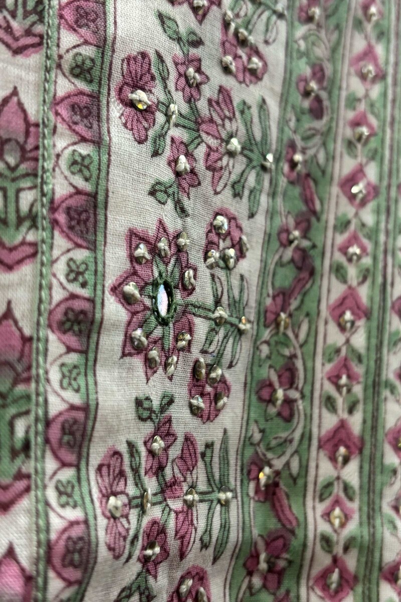 White Hand Block-Printed Straight Kurta