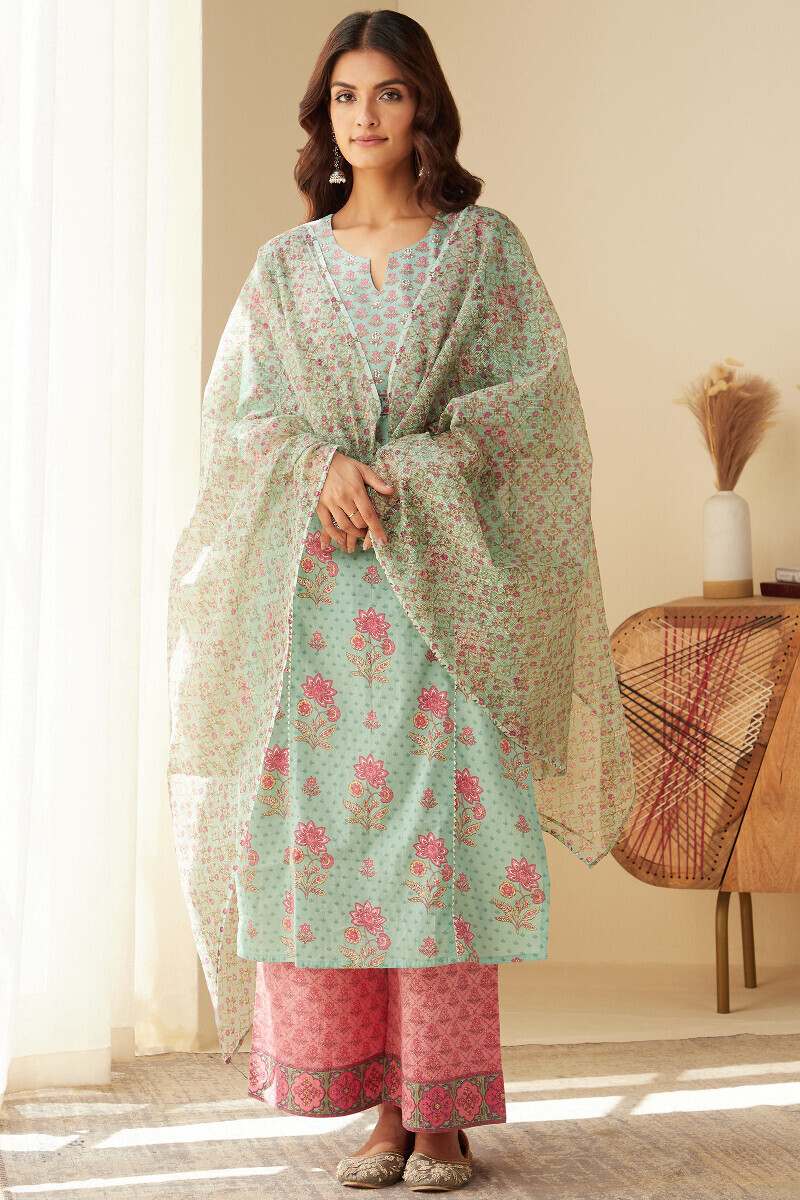 Pink Hand Printed Cotton Farsi