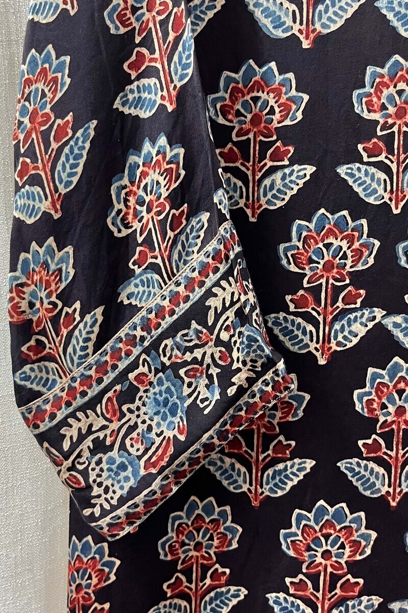 Black Hand Block-Printed Kurta