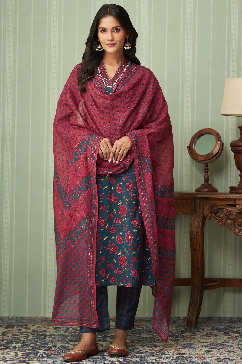 Pink Printed Kota Dupatta