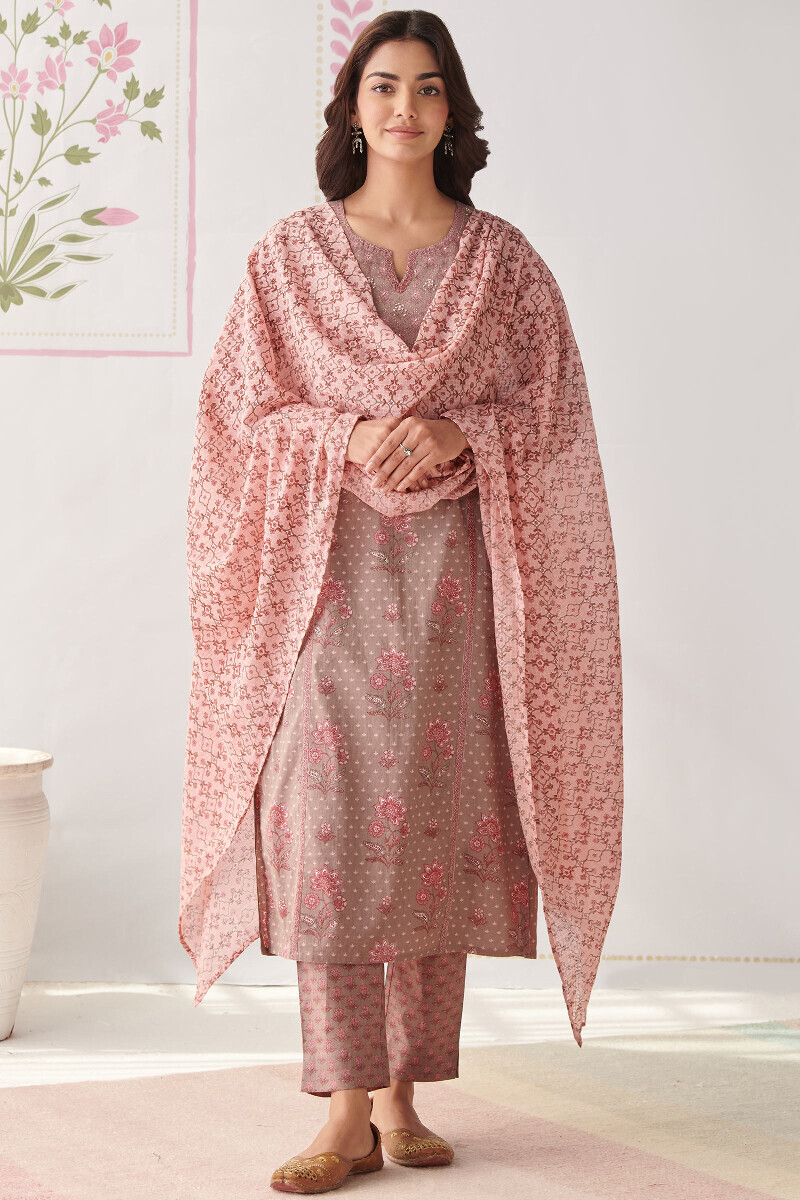 Pink Hand Printed Kota Dupatta