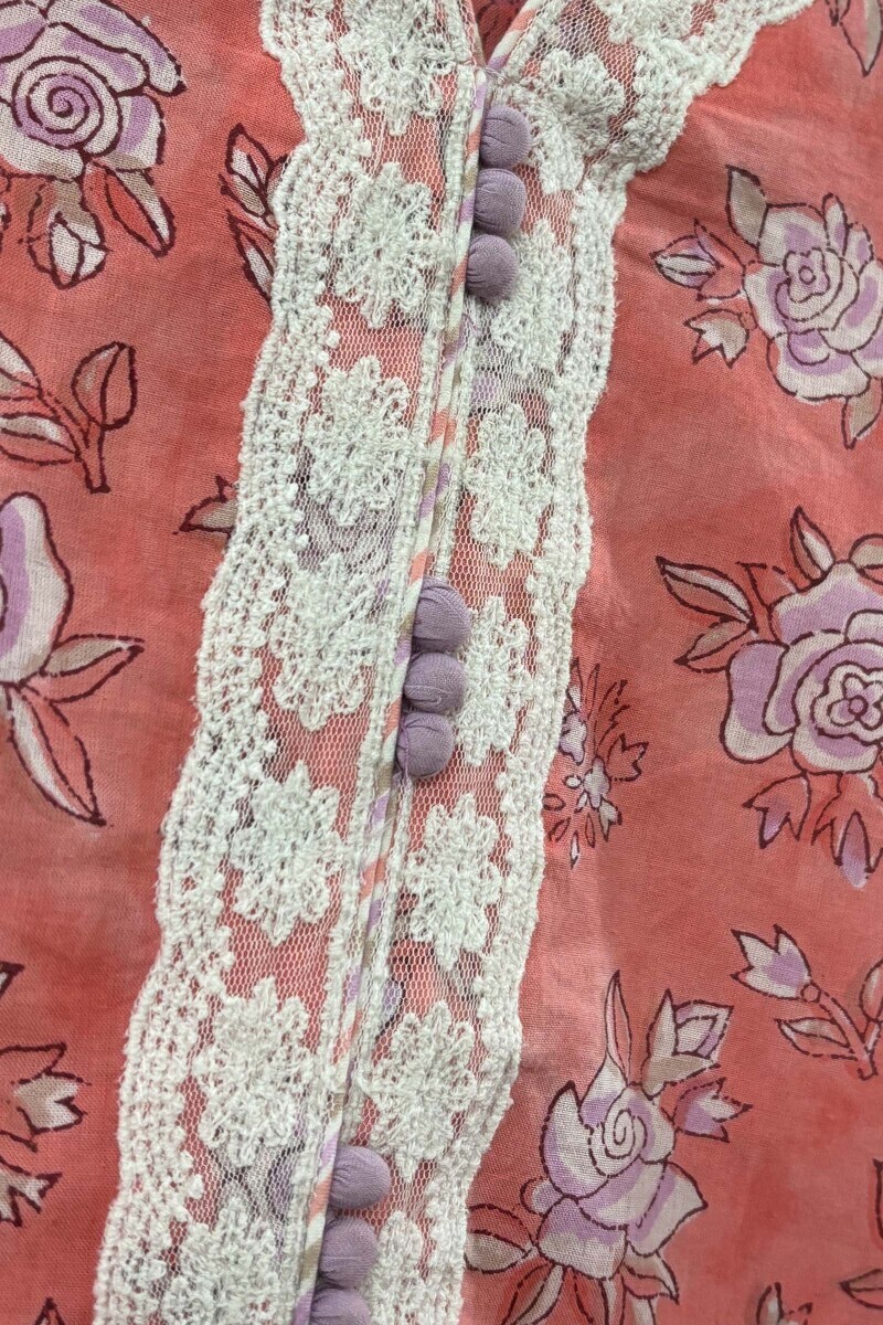 Pink Hand Block-Printed Cotton Top
