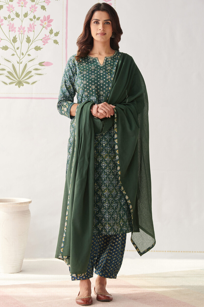 Bagru Hand Block-Printed Cotton Izhaar Pants