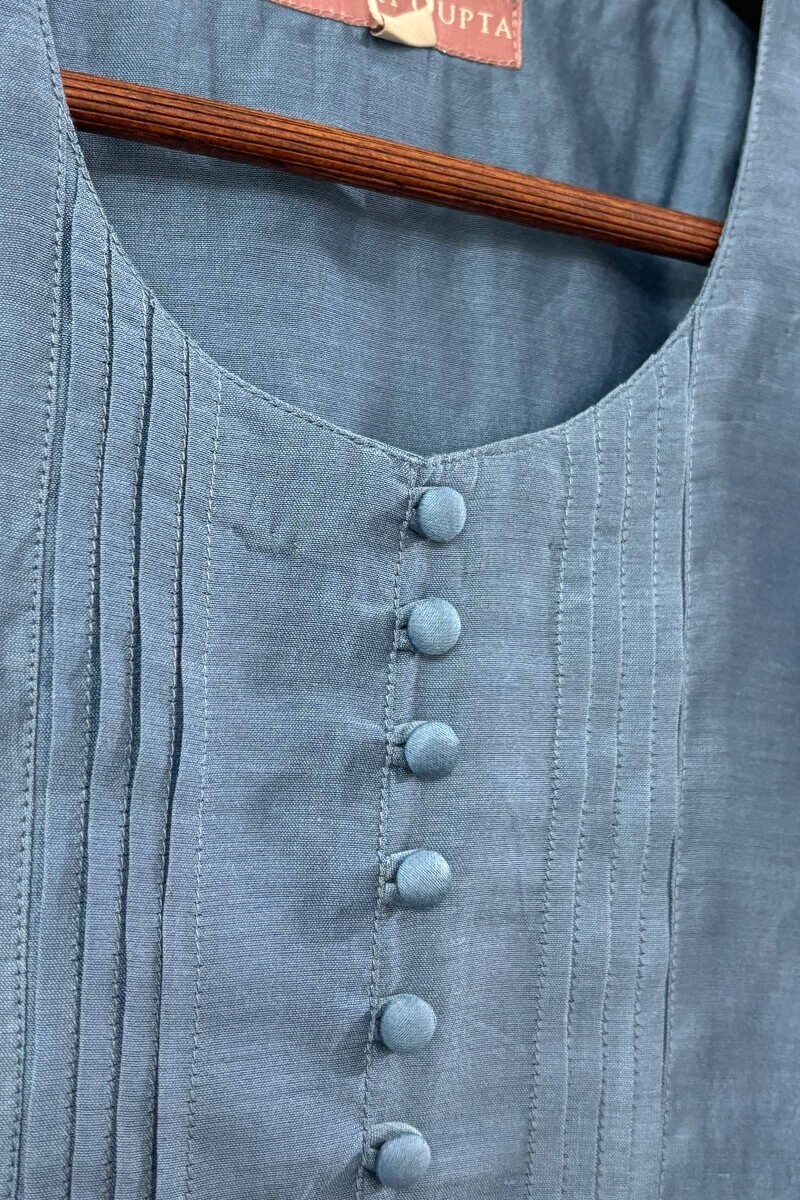Blue Handcrafted Chanderi Top
