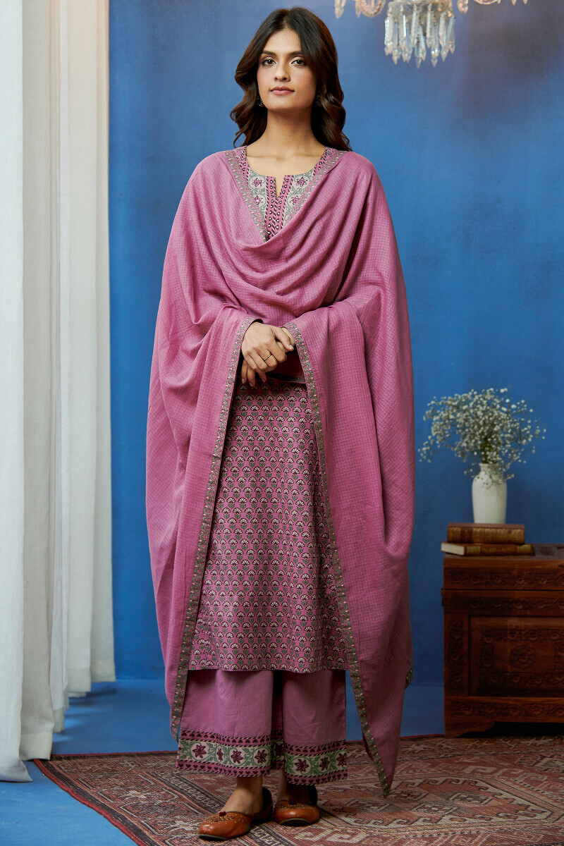 Pink Handcrafted Kota Dupatta