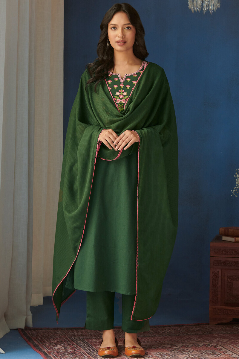 Green Handcrafted Kota Dupatta