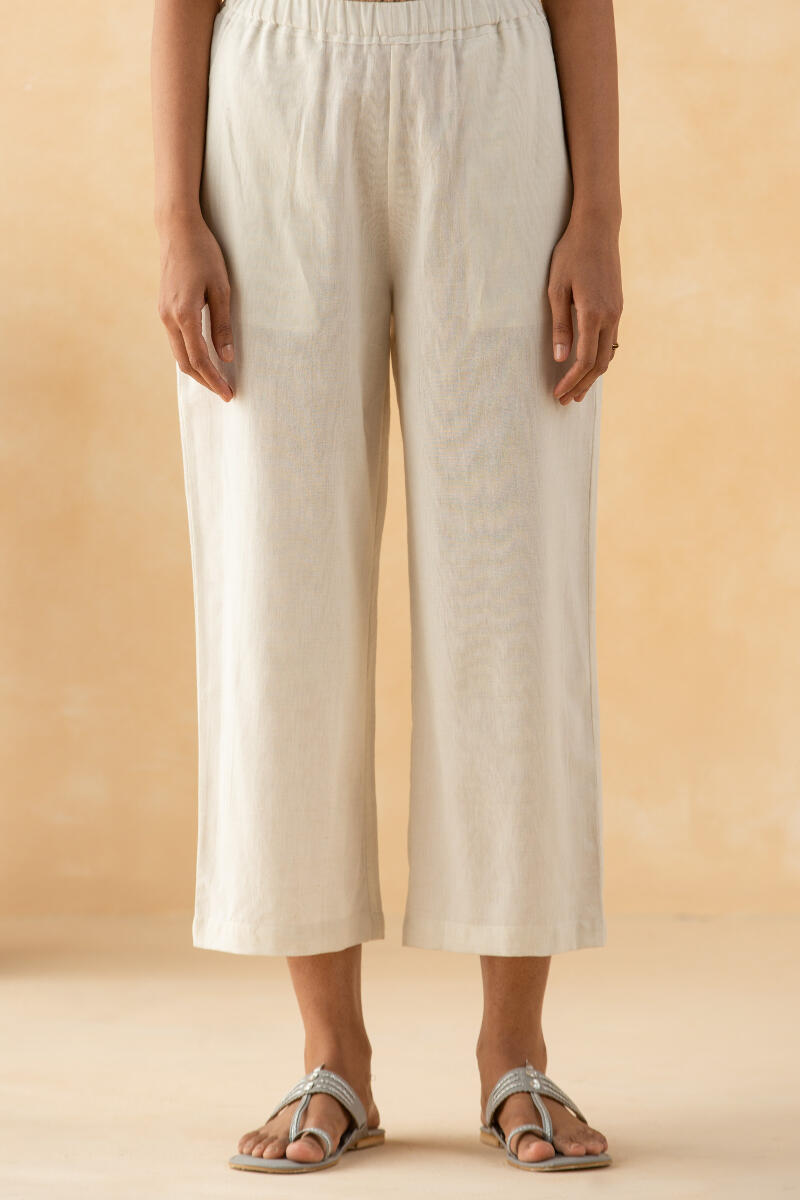 Off white linen pants on sale