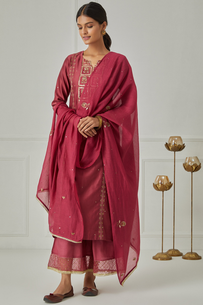 Red Handcrafted Modal Palazzo