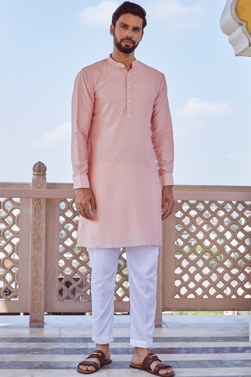 Pink Handcrafted Chanderi Kurta