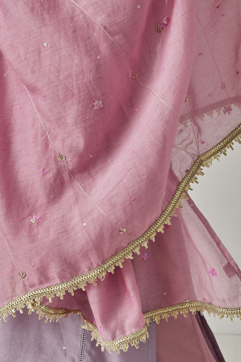 Pink Handcrafted Cotton Silk Dupatta