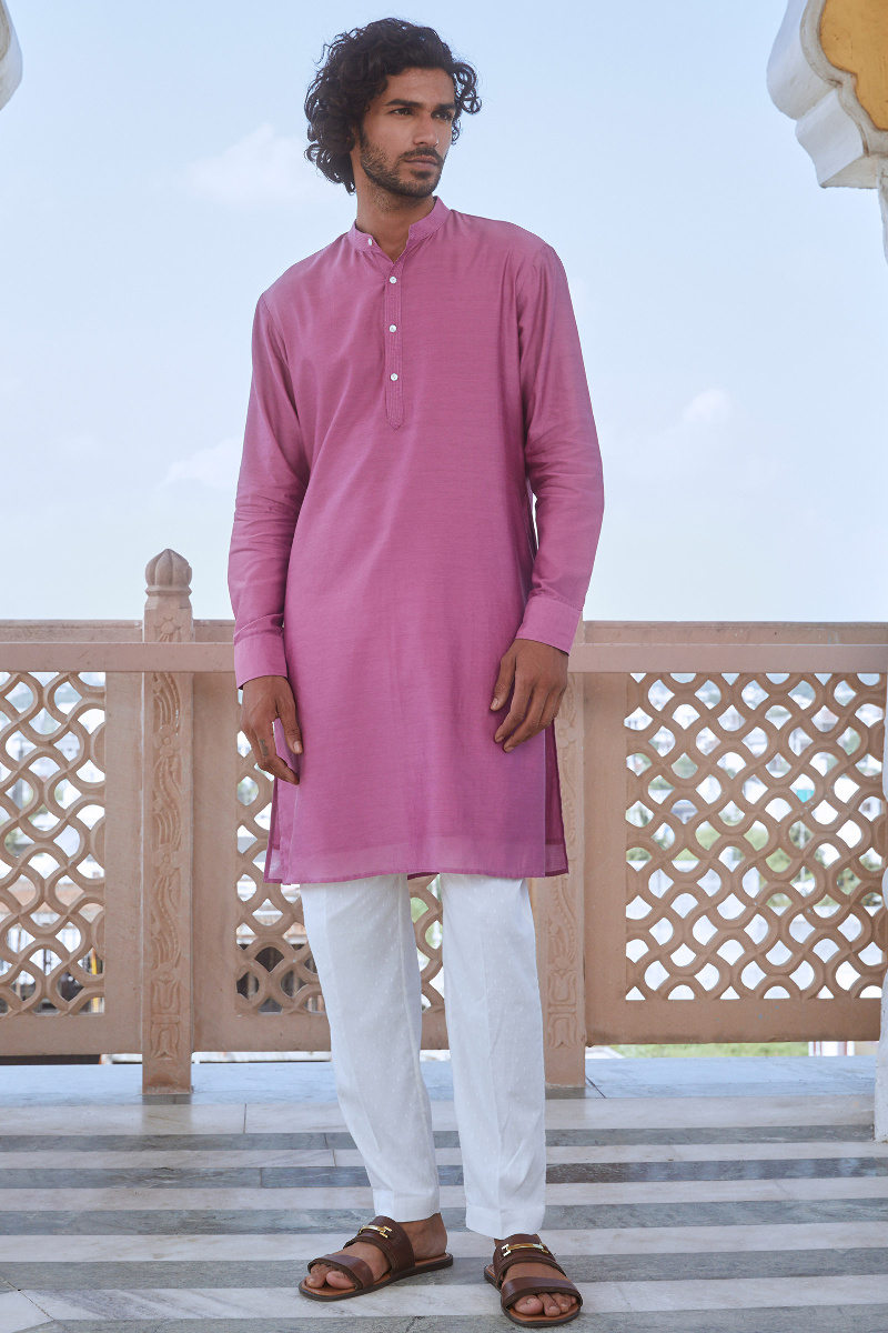 Purple Handcrafted Chanderi Kurta