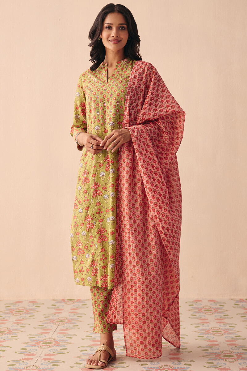 Pink Hand Printed Kota Dupatta