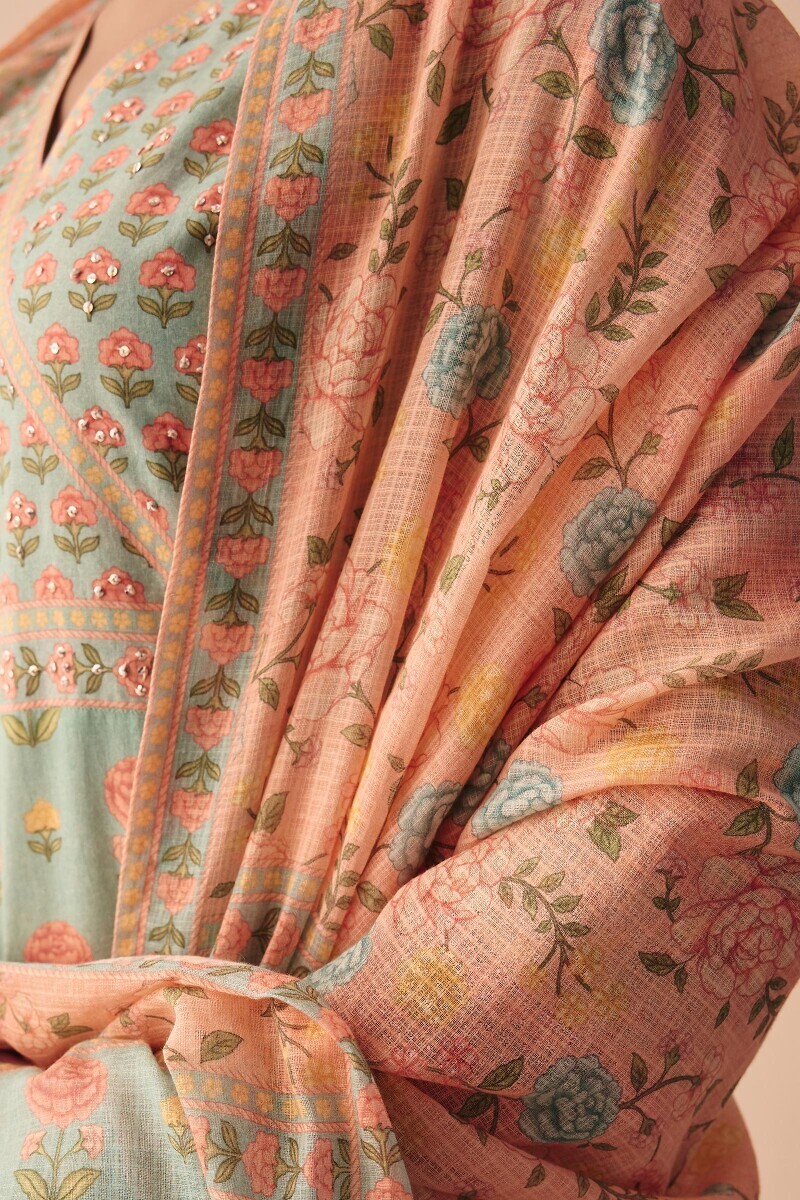 Pink Printed Kota Dupatta