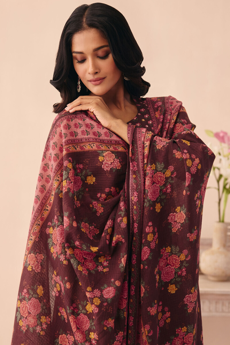 Brown Printed Kota Dupatta