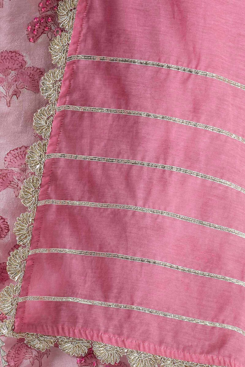 Pink Handcrafted Cotton Silk Dupatta
