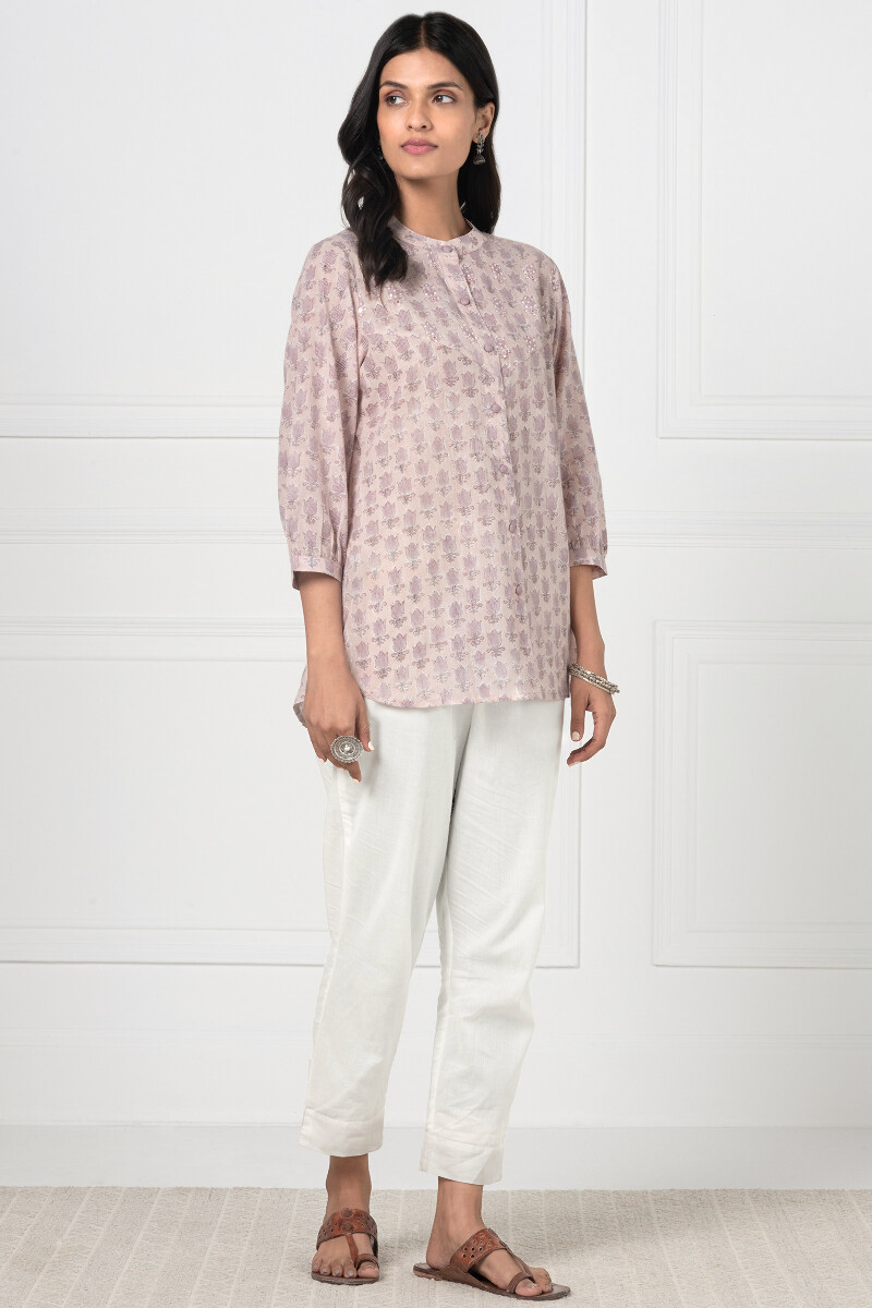 Pink Block Printed Cotton Top