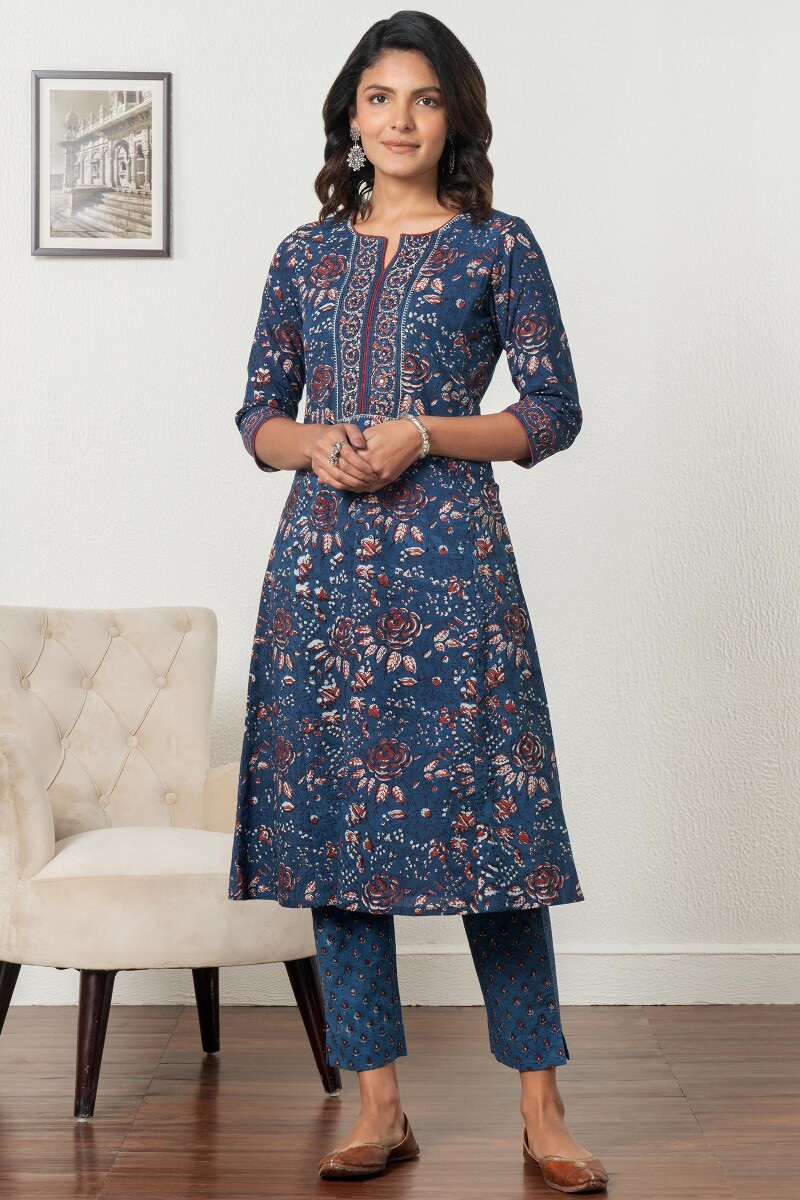 Bagru Block Printed A-Line Cotton Kurta