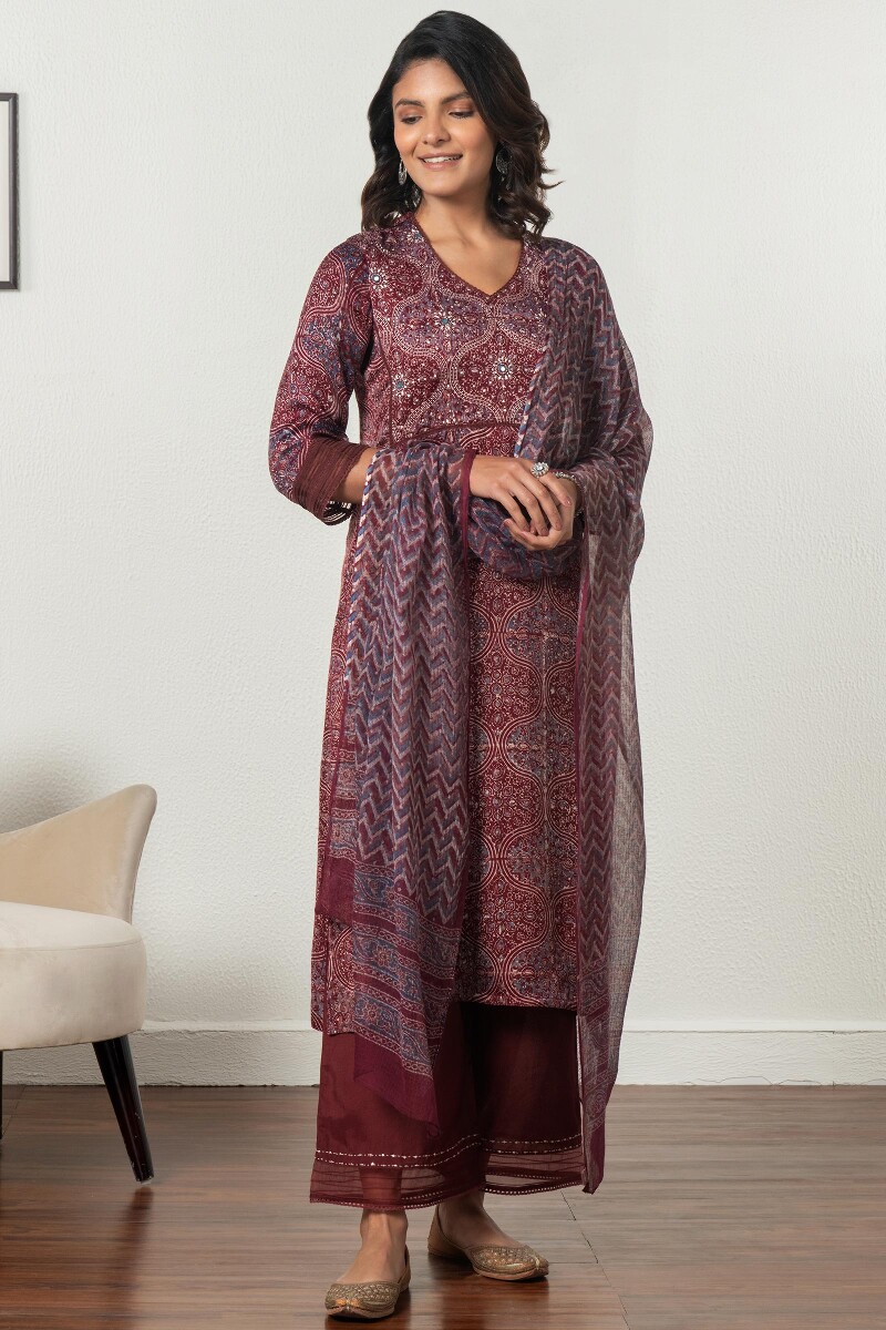 Ajrak Block Printed Kota Dupatta