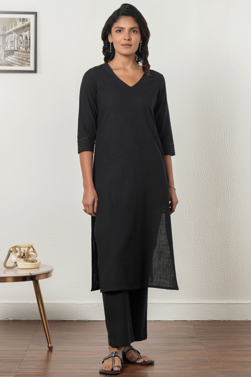 Black Handcrafted Cotton Linen Pants