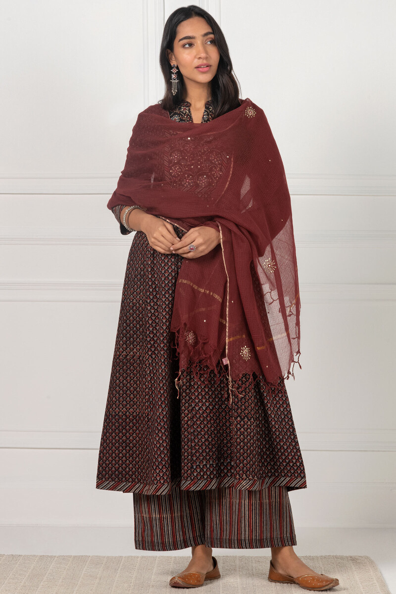 Ajrak Block Printed Cotton Farsi Pants