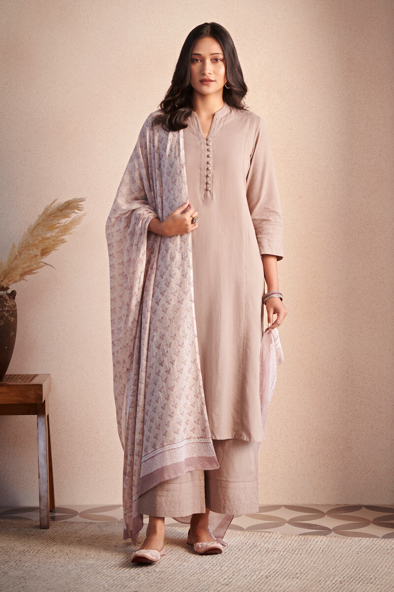 Pink Block Printed Cotton Dupatta
