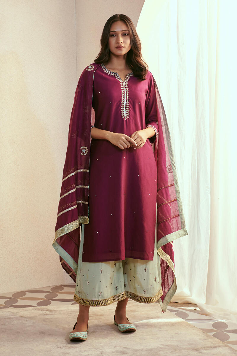 Purple Handcrafted Chanderi Dupatta