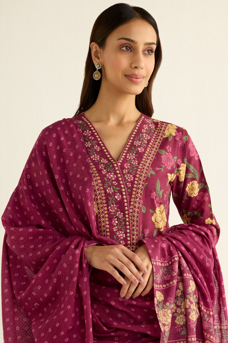 Pink Printed Kota Dupatta