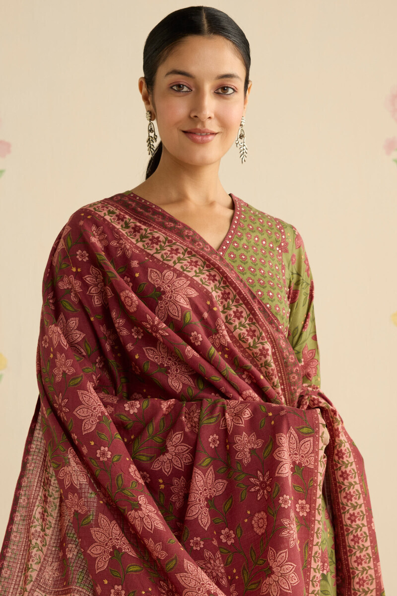 Pink Printed Kota Dupatta