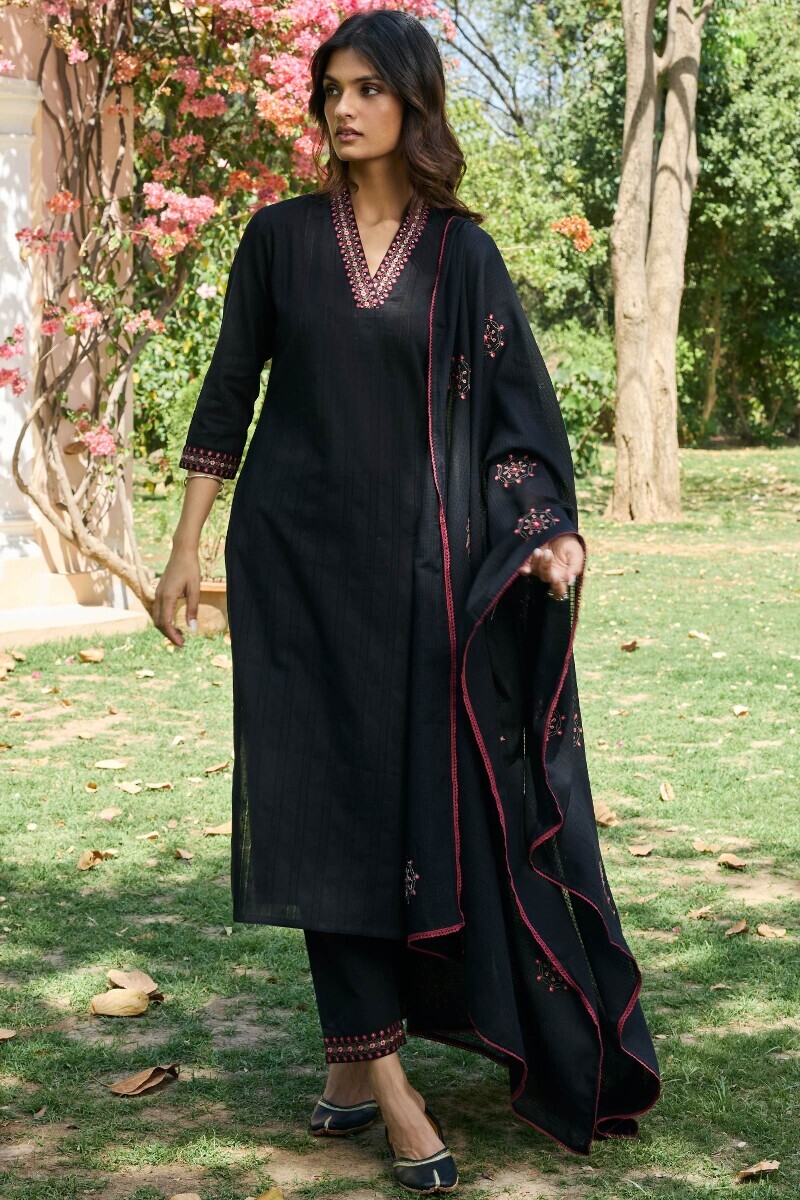 Black Handcrafted Kota Dupatta