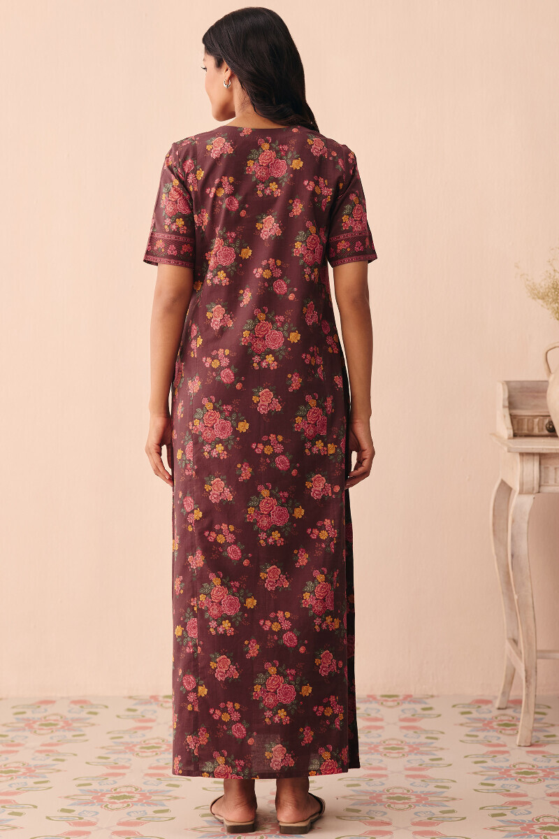 Brown Printed Cotton Kaftan