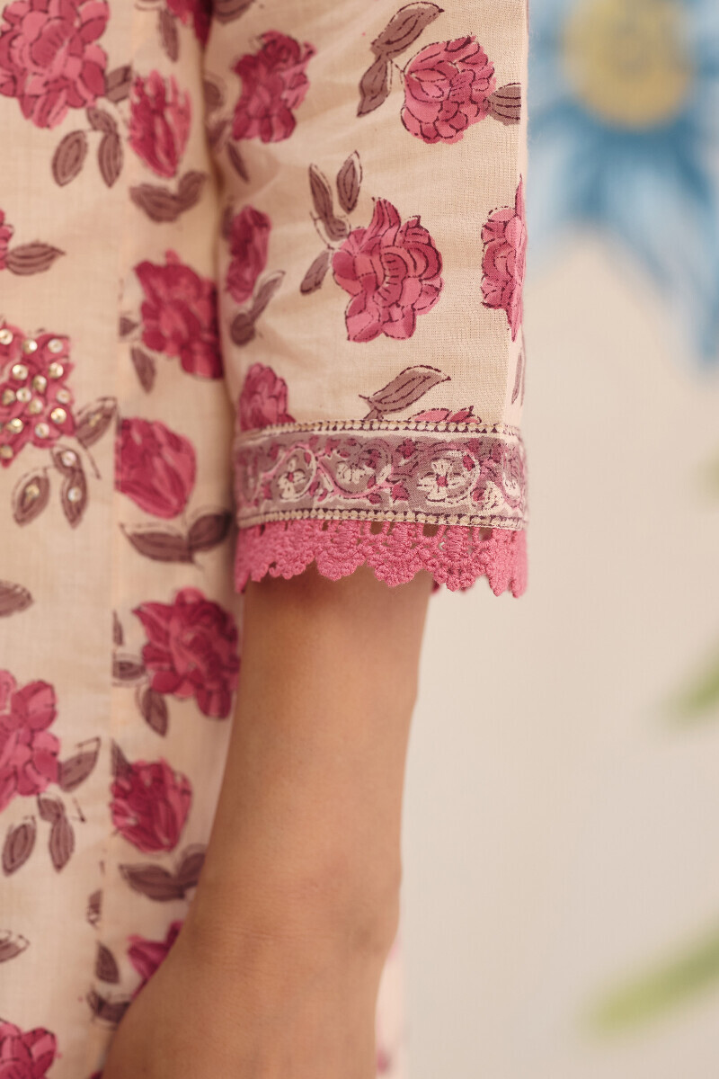 Off-White Hand Block Printed Cotton Kurta
