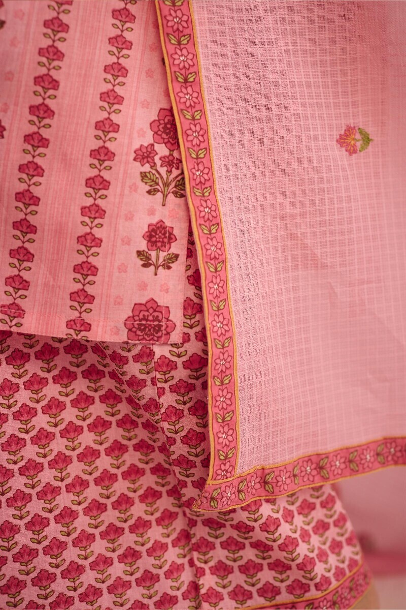 Pink Handcrafted Kota Dupatta
