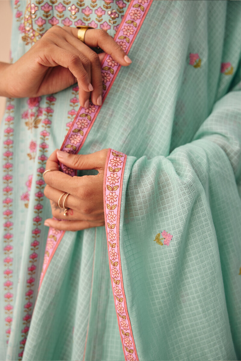 Blue Handcrafted Kota Dupatta