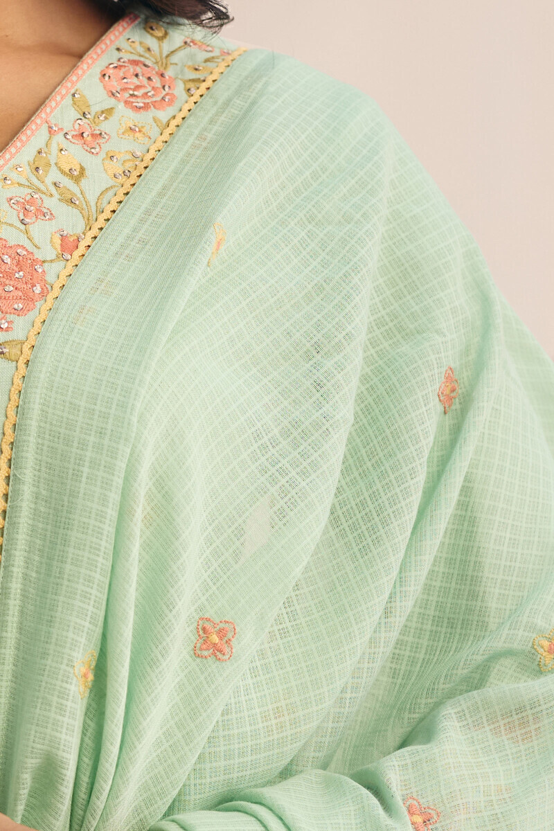 Green Handcrafted Kota Dupatta