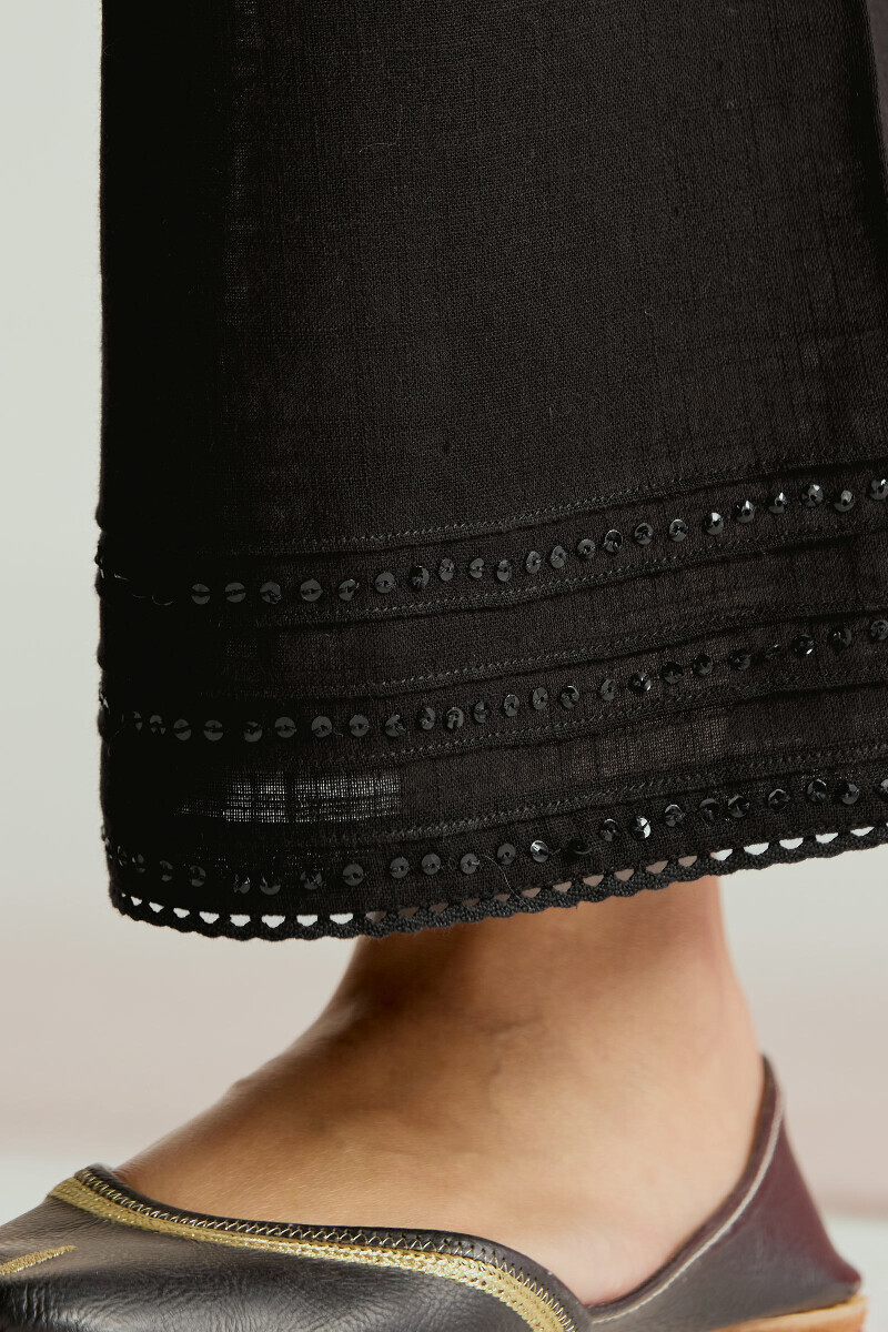 Black Handcrafted Gauze Slub Farsi