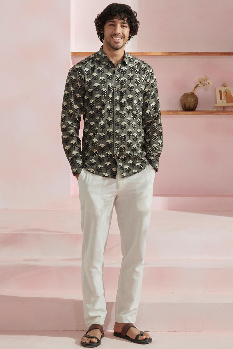 Black Block Printed Cotton Shirt