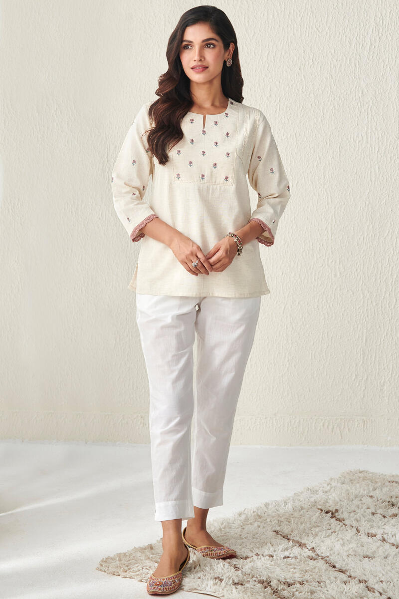 Beige Handcrafted Cotton Top