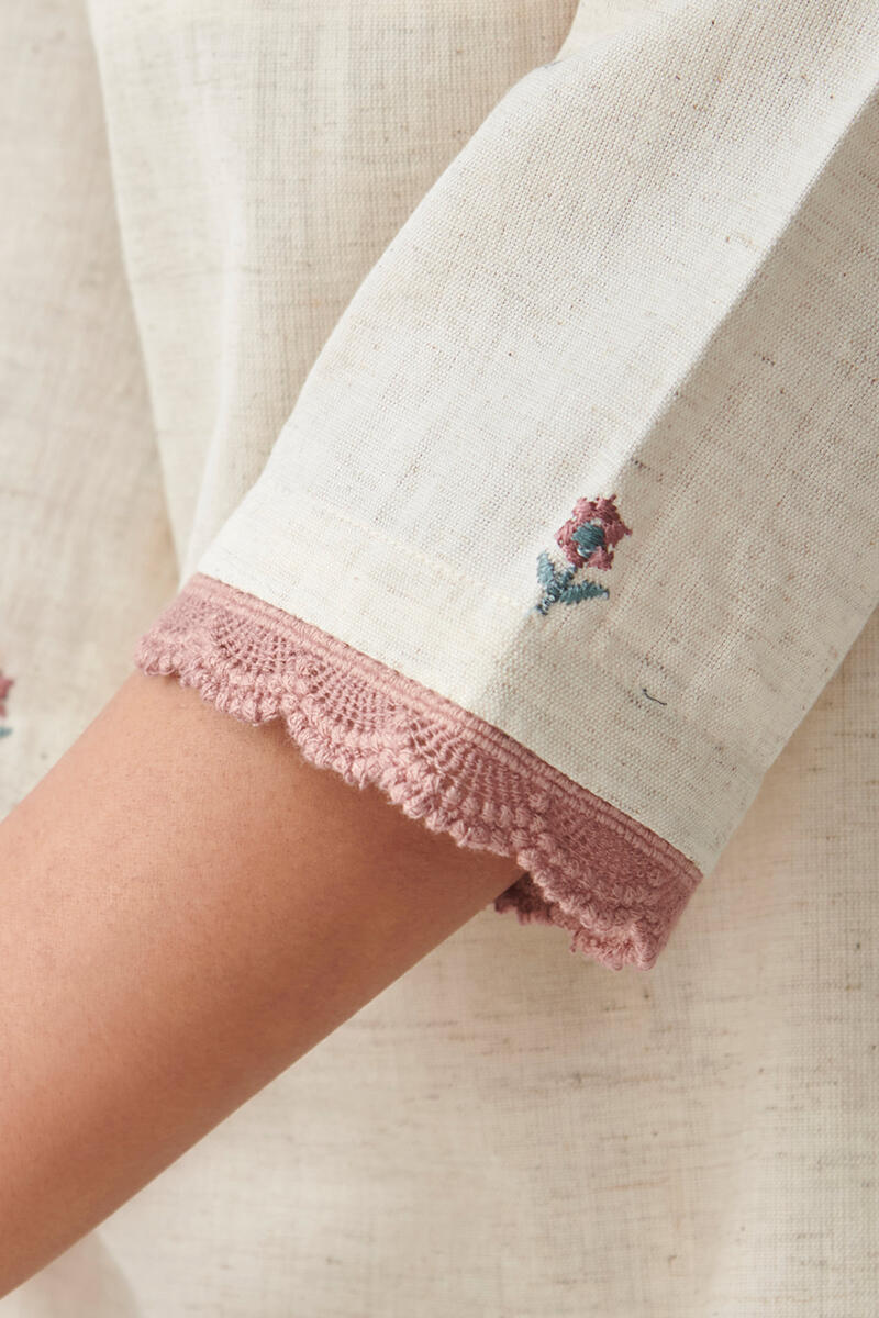 Beige Handcrafted Cotton Top