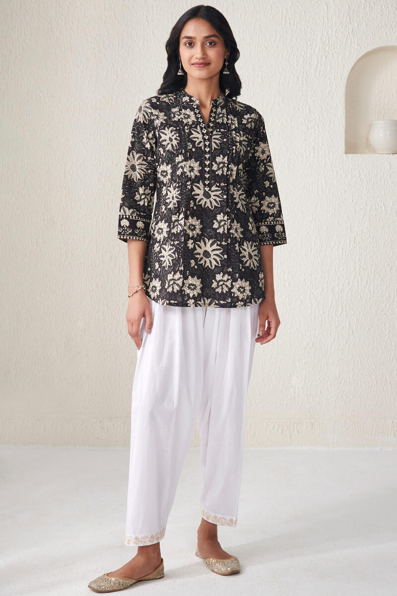 White Handcrafted Cotton Salwar