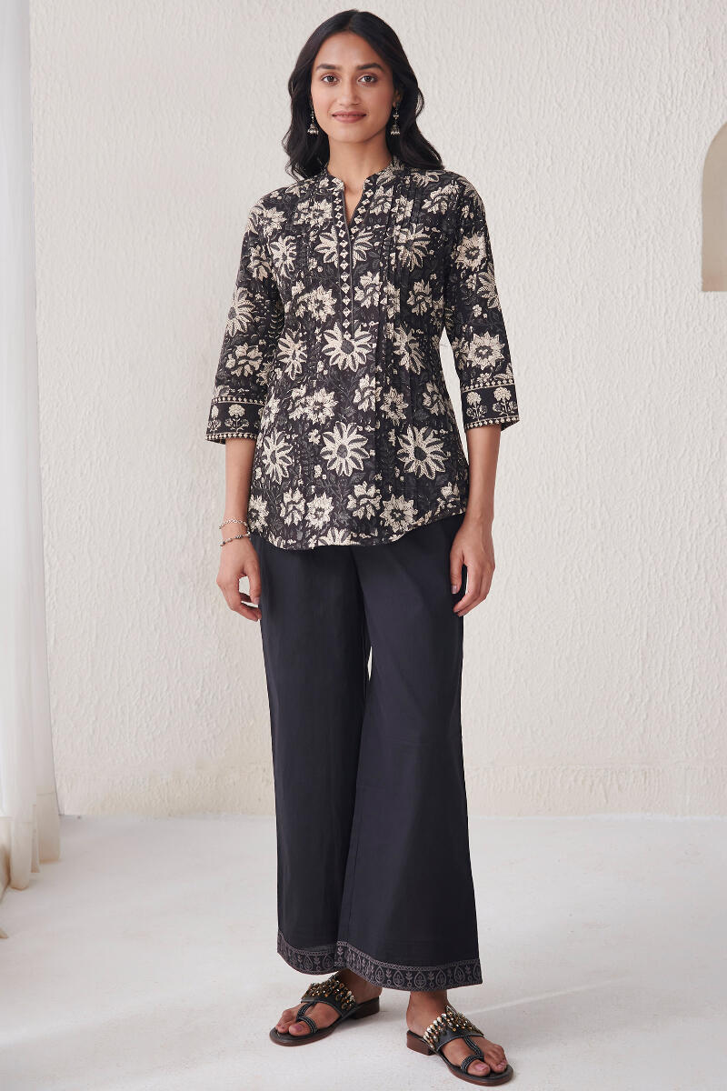 Black Handcrafted Cotton Farsi Pants