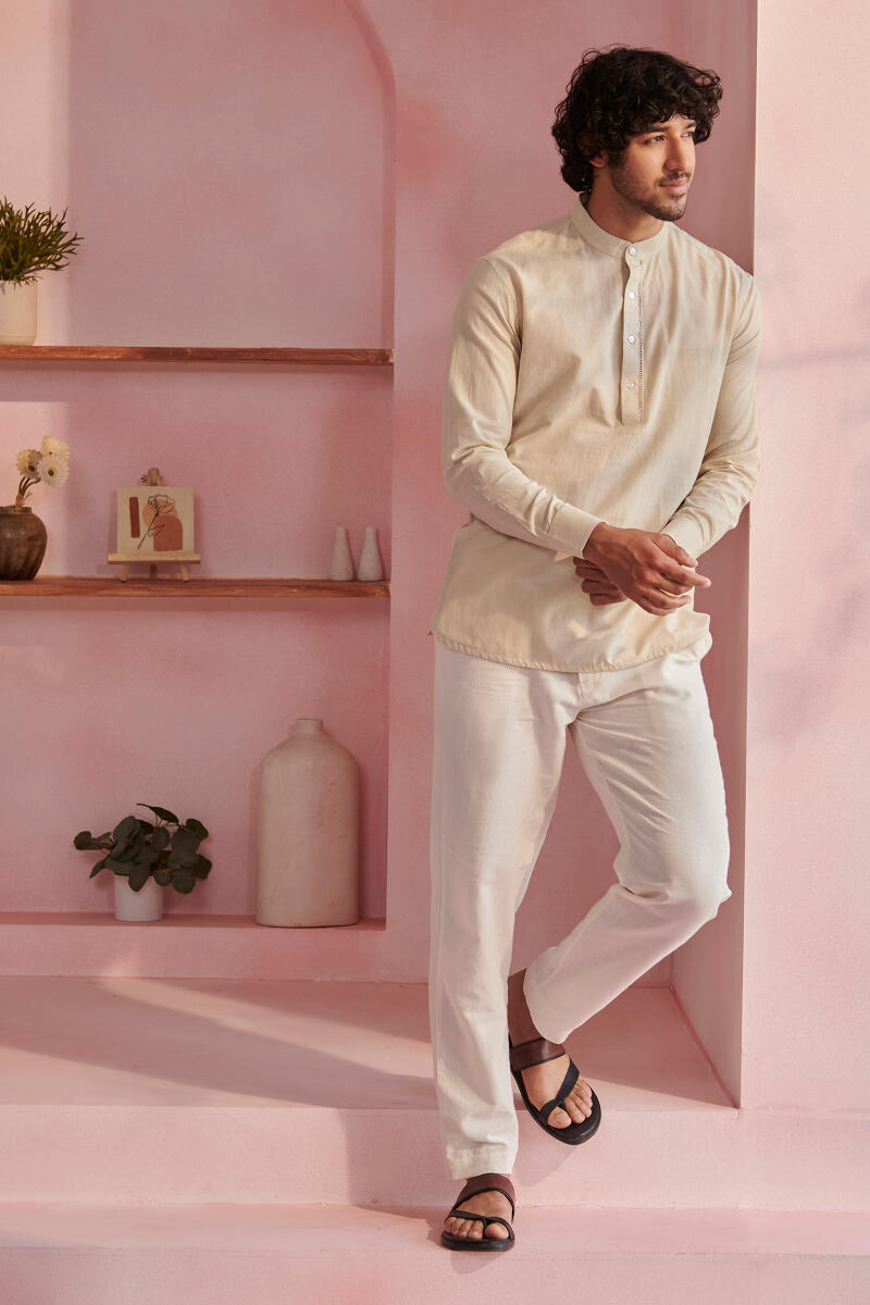 Beige Handcrafted Cotton Shirt