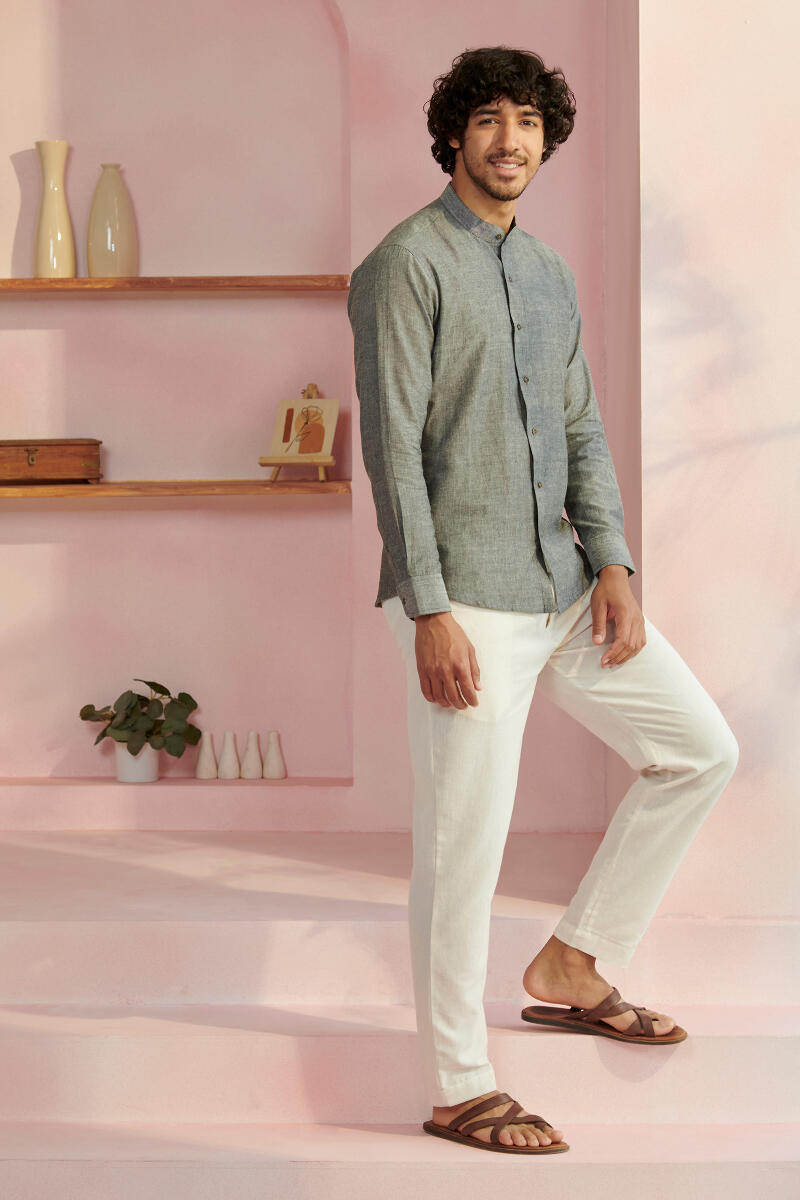 Grey Handcrafted Cotton Shirt