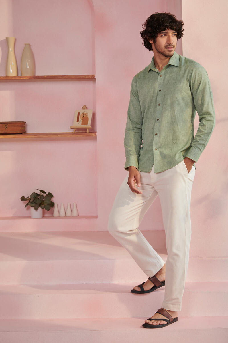 Green Handcrafted Cotton Shirt