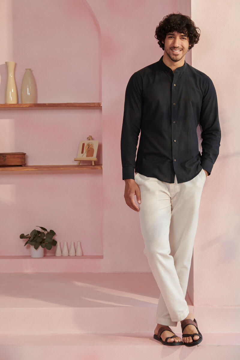 Black Handcrafted Cotton Shirt