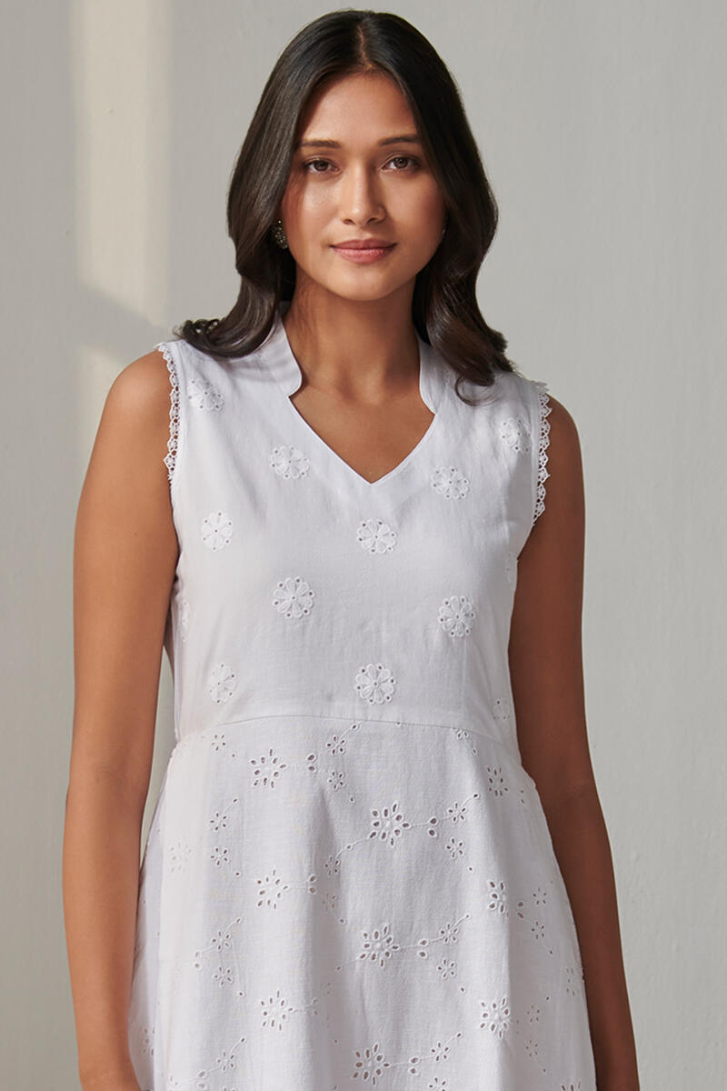 White Handcrafted Cotton Dress