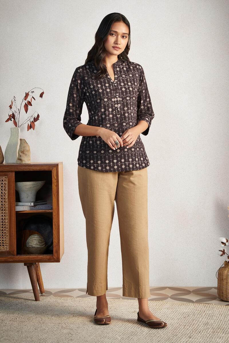 Brown Handcrafted Cotton Pants