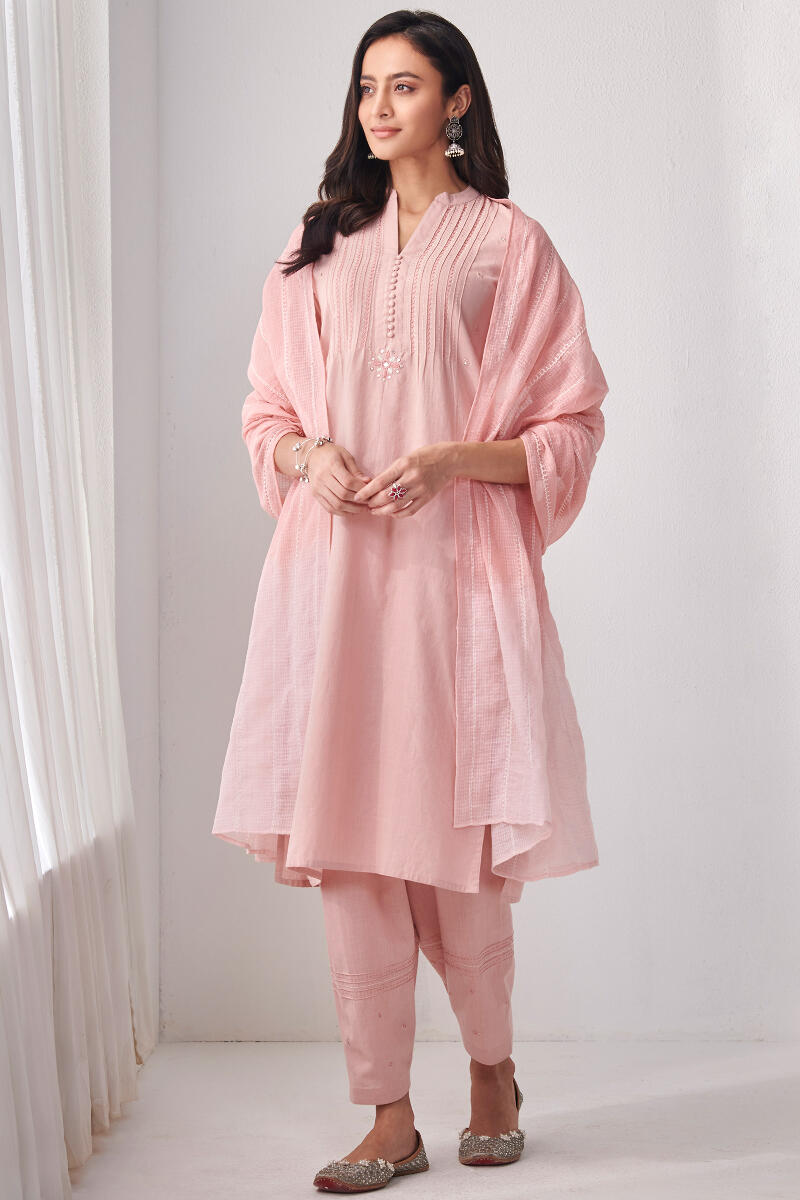 Pink Handcrafted Kota Dupatta