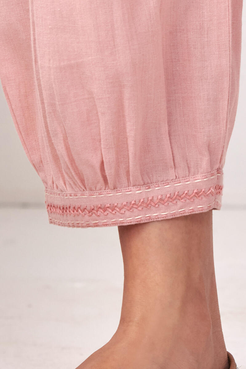 Pink Handcrafted Cotton Izhaar Pants