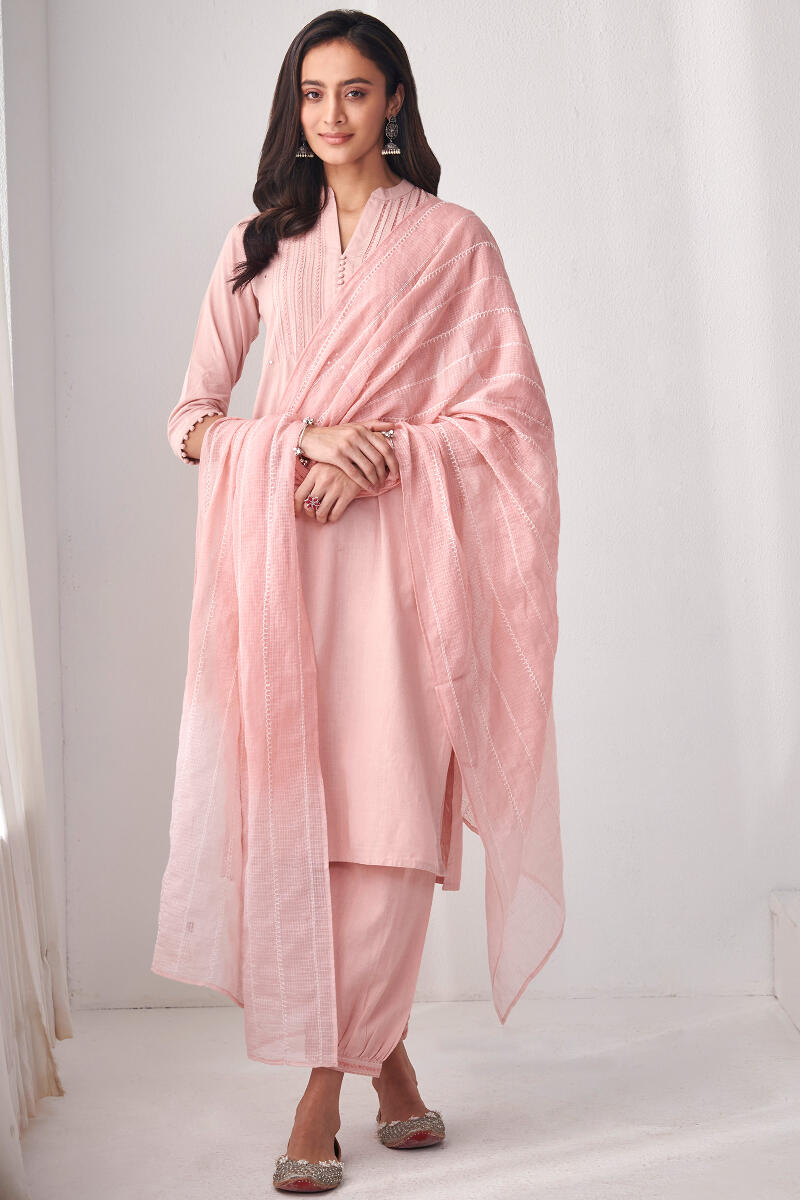 Pink Handcrafted Cotton Izhaar Pants