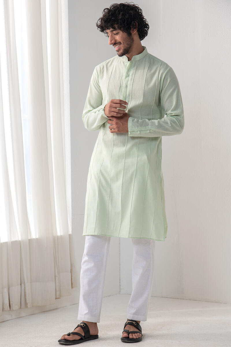 Green Handcrafted Cotton Kurta